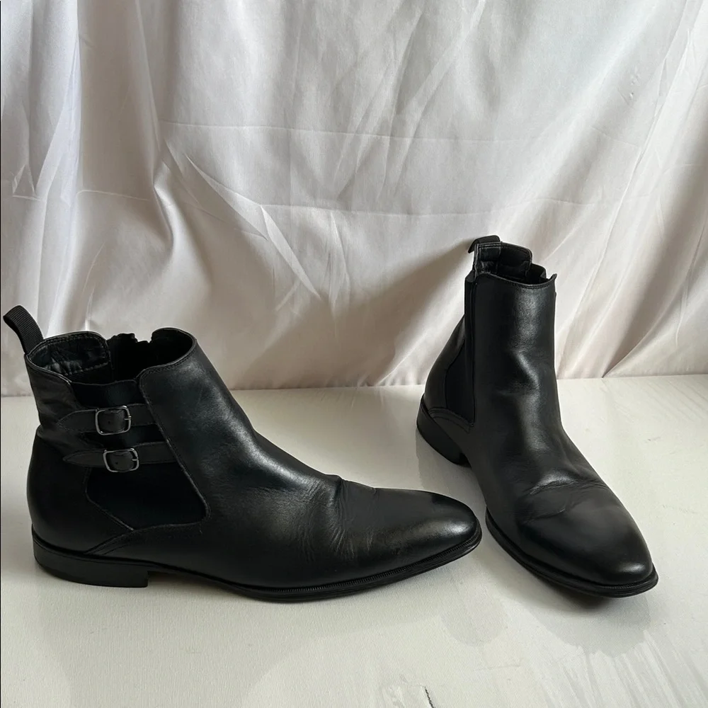 Alfani Rory Black Chelsea Ankle Boots with Side Buckle